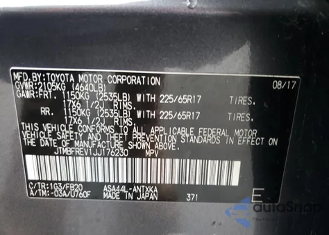 2018 Toyota Rav4 Le из США, поврежденный, VIN JTMBFREV1JJ176230